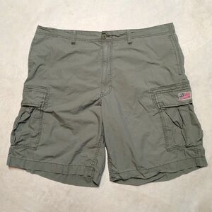 Polo Ralph Lauren Cargo Shorts Size 42 Olive Green 100% Cotton Utility Pockets